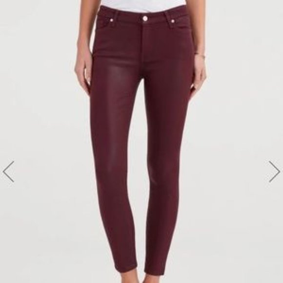 EUC 7 For All Mankind Skinny Coated Bordeaux Ankle Jeans Size 30 - Picture 1 of 9